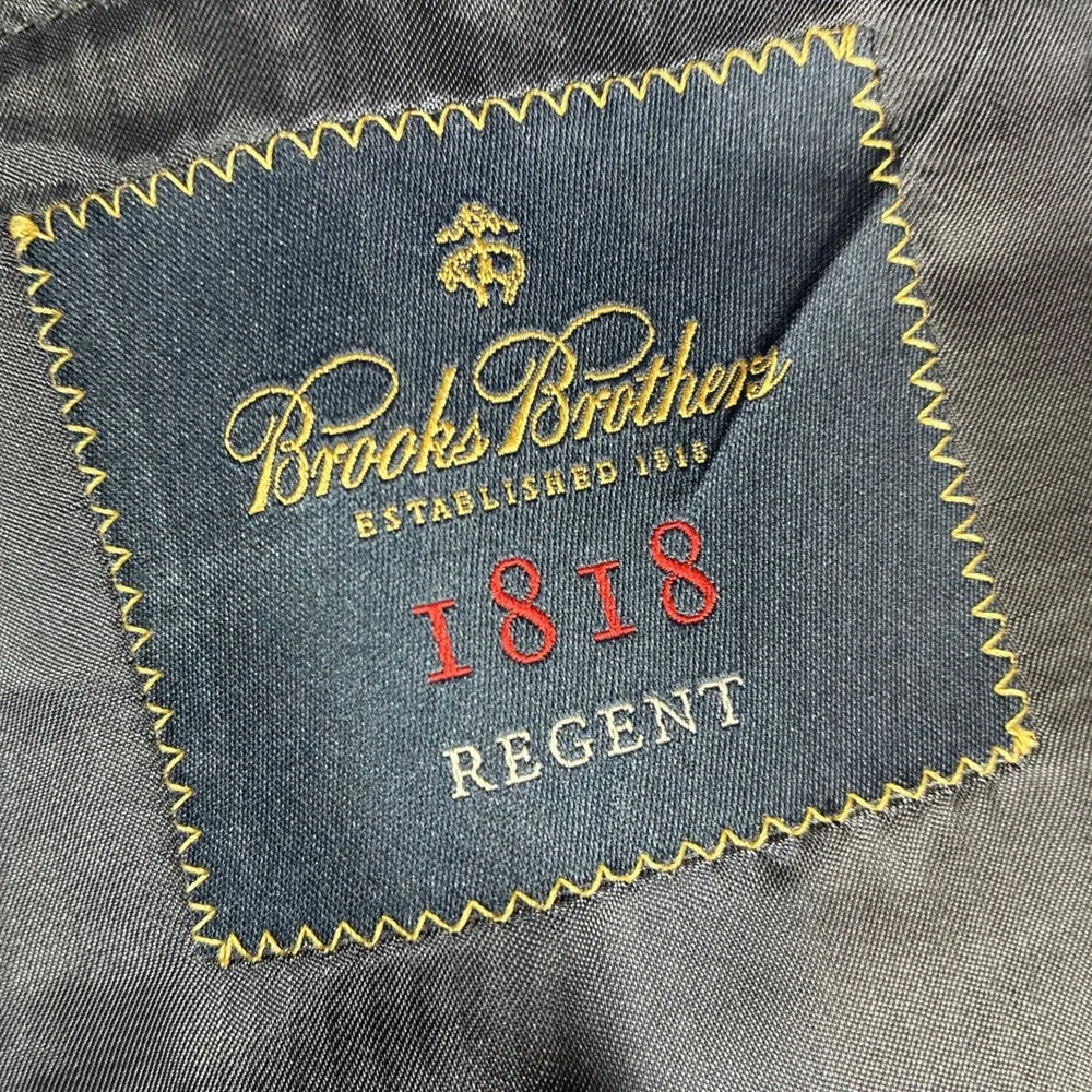 Brooks Brothers 1818 Regent Suit Jacket Mens 44R Black Pinstripe Made In Italy